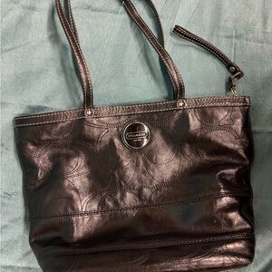 Coach Dark Brown Leather Tote Bag